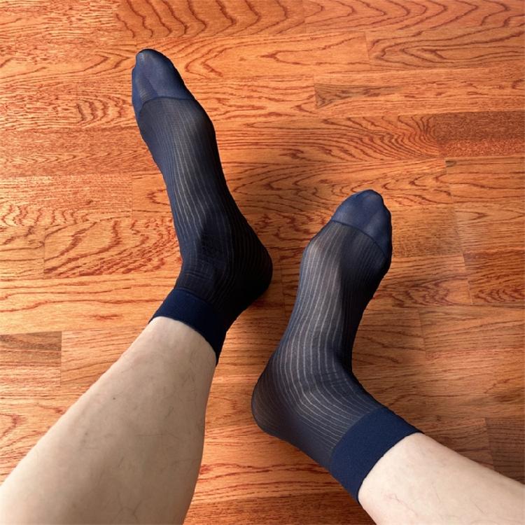 1 Pair Mens Silk Sheer Socks Nylon Dress Sock Daily Casual Stockings Work Business See Through Short Tube Ankle Socks