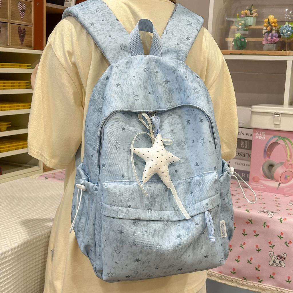 Schoolbag star schoolbag women's new large capacity cute high school student lightweight ins backpack simple student backpack