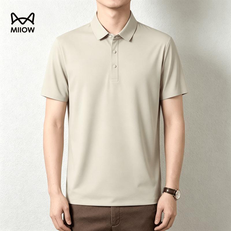 MIIOW Men's Ice Silk Quick-Dry Short Sleeve Polo Shirt
