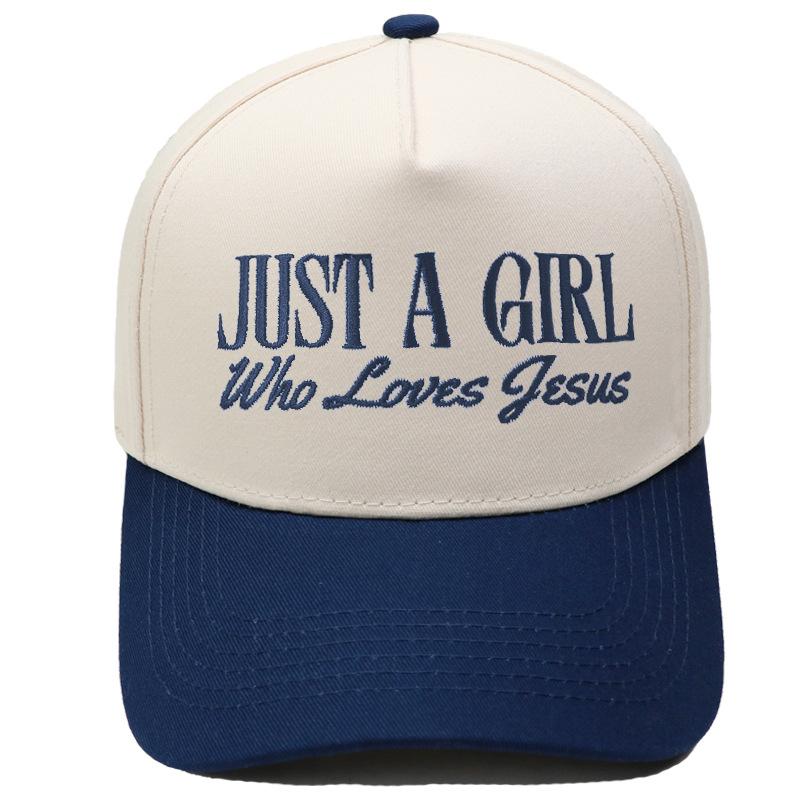 JUST A GIRL Truck Driver Hat Embroidery Color Matching Baseball Cap Men's and Women's Casual Outdoor Sun Hat
