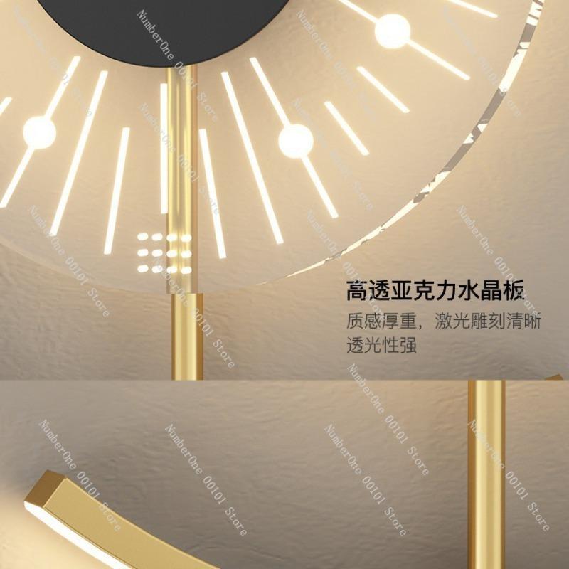 Living Room Light Luxury Clock Wall Lamp, Bedroom Headboard Wall Lamp, Tech-savvy Design Decoration, No Wiring Required