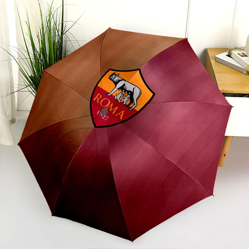 AS Roma  Pattern, Automatic Folding Umbrella, Portable and Foldable Design, 8 Ribs, a Christmas or Birthday Gift.
