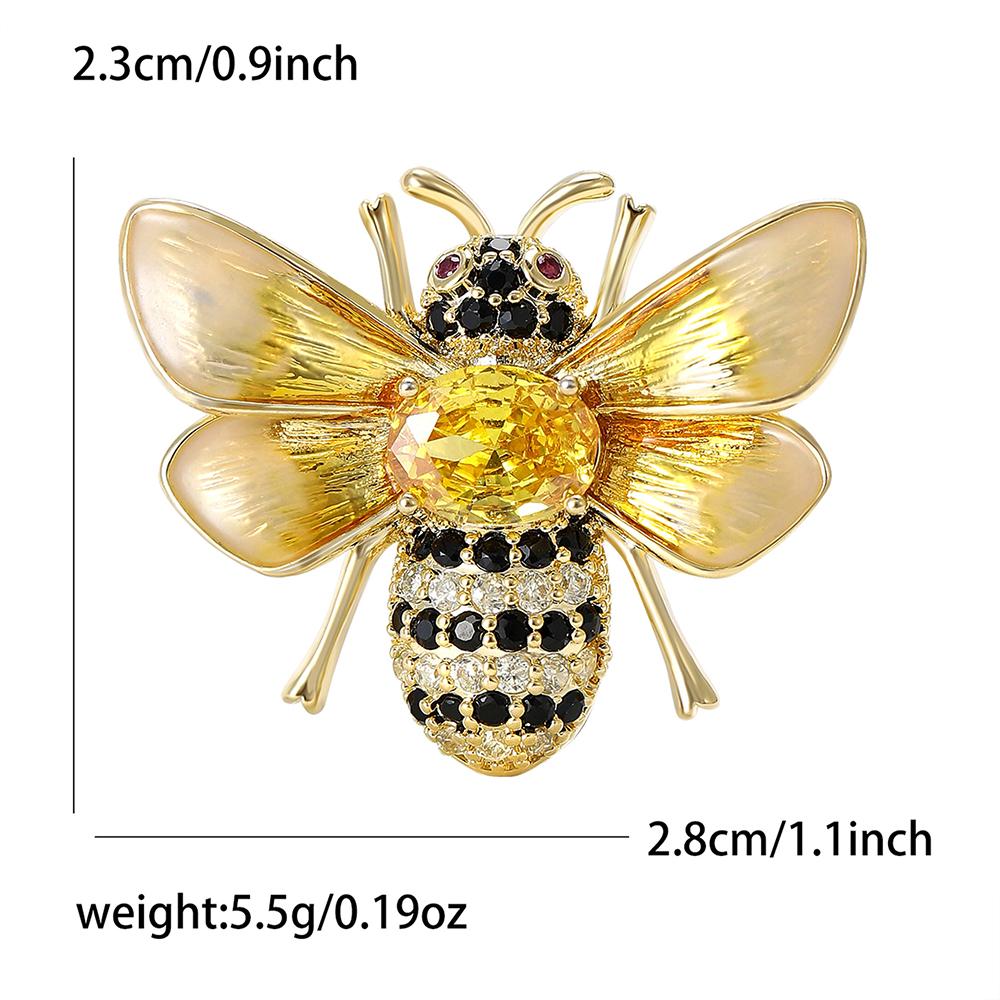 Crystal Honeybee Brooch Pin Rhinestone Bee Brooches Gold Tone Jewelry Gift Party