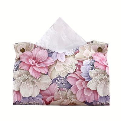 Luxuriöses Taschentuchbox-Abdeckungsset aus Kunstleder mit Vintage-Ölgemälde-Design - Wasserdicht und multifunktional für Zuhause, kreative Serviettenbox