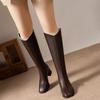 Fashion Women's Fashion Block Heel Tall Boots Winter New Square Toe Rear Zipper Anti-Slip Wear-Resistant Boots