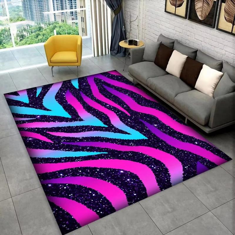 3D-Teppich mit buntem Zebra-Muster, Teppich für Wohnzimmer, Schlafzimmer, Sofa, Büro, Fußmatte, Dekoration, rutschfeste Bodenmatte für Kinder