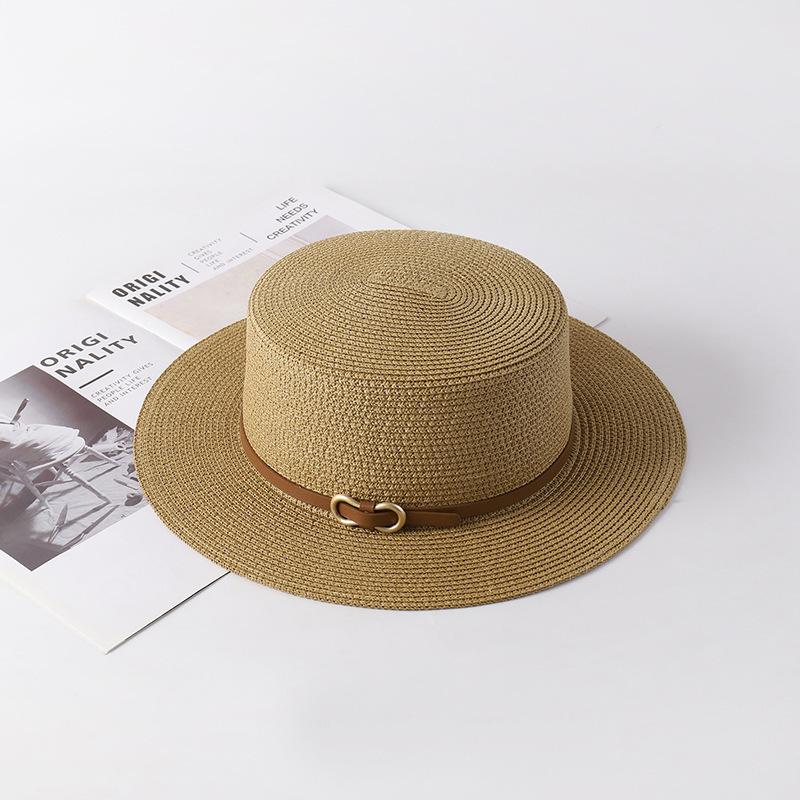 Wide Brim Sunscreen Straw Hats for Women Summer Flat Top Jazz Cowboy Caps Travel Beach Lady Girl Sun Protection Panama Hats