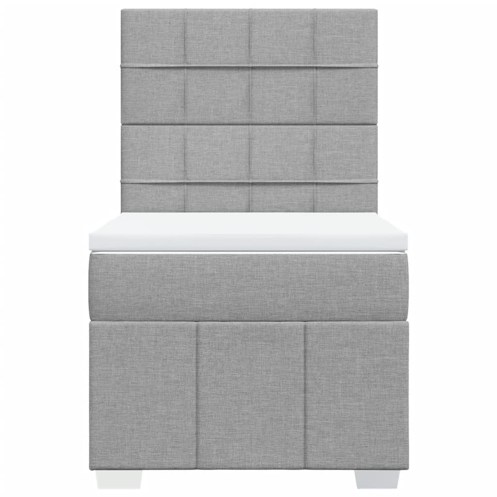 Box Spring Bed with Mattress Light Grey 90x200 cm Fabric
