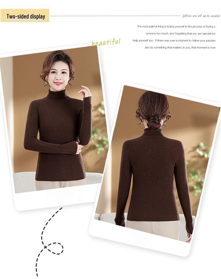 Luxurious Cashmere Wool High-Neck Winter Base Layer for Women - Plus Size Available