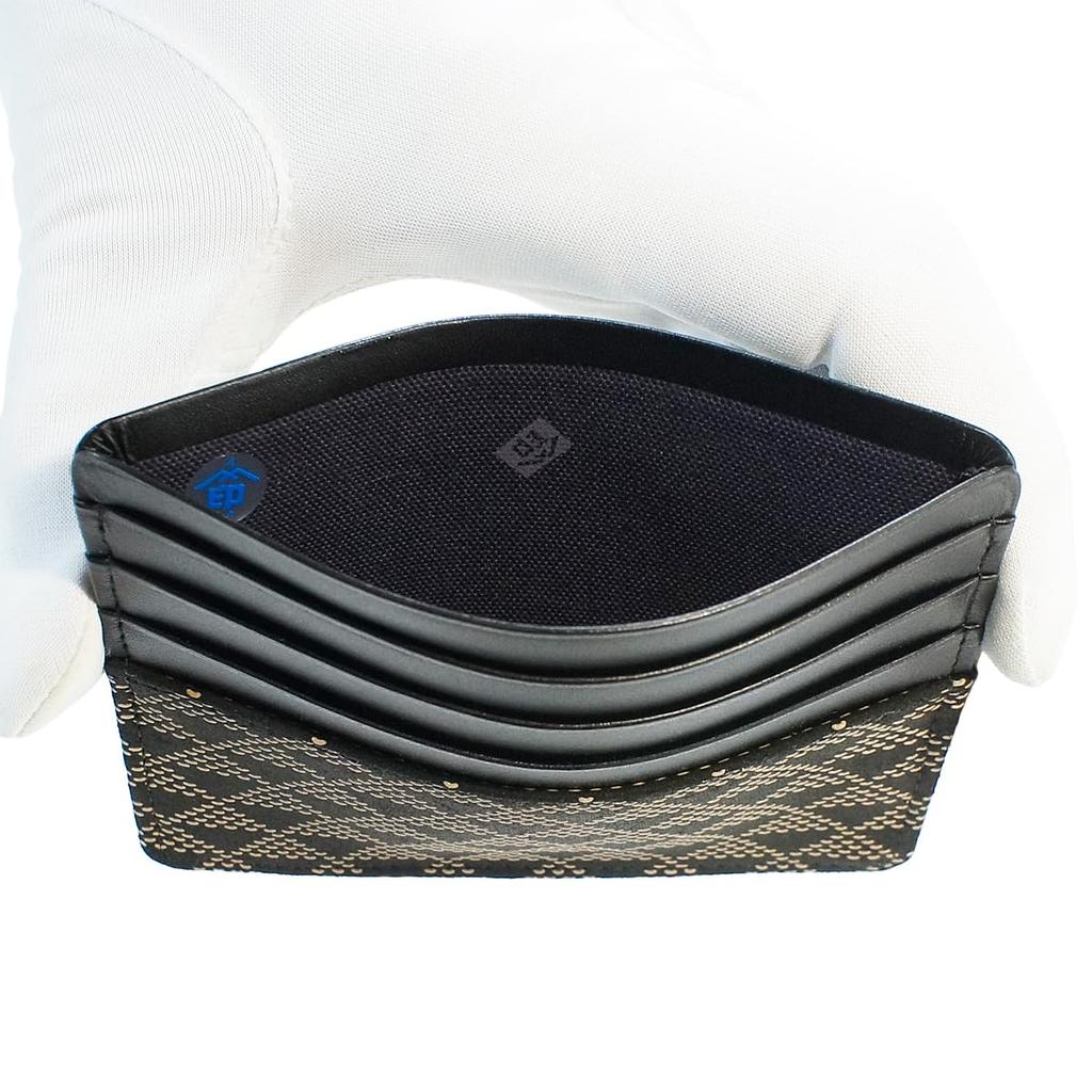 Inden Card Holder Slim Card Case Thin Deerskin Black X White Lacquer Wave Scale Pattern [Indenya] 2530-11-118