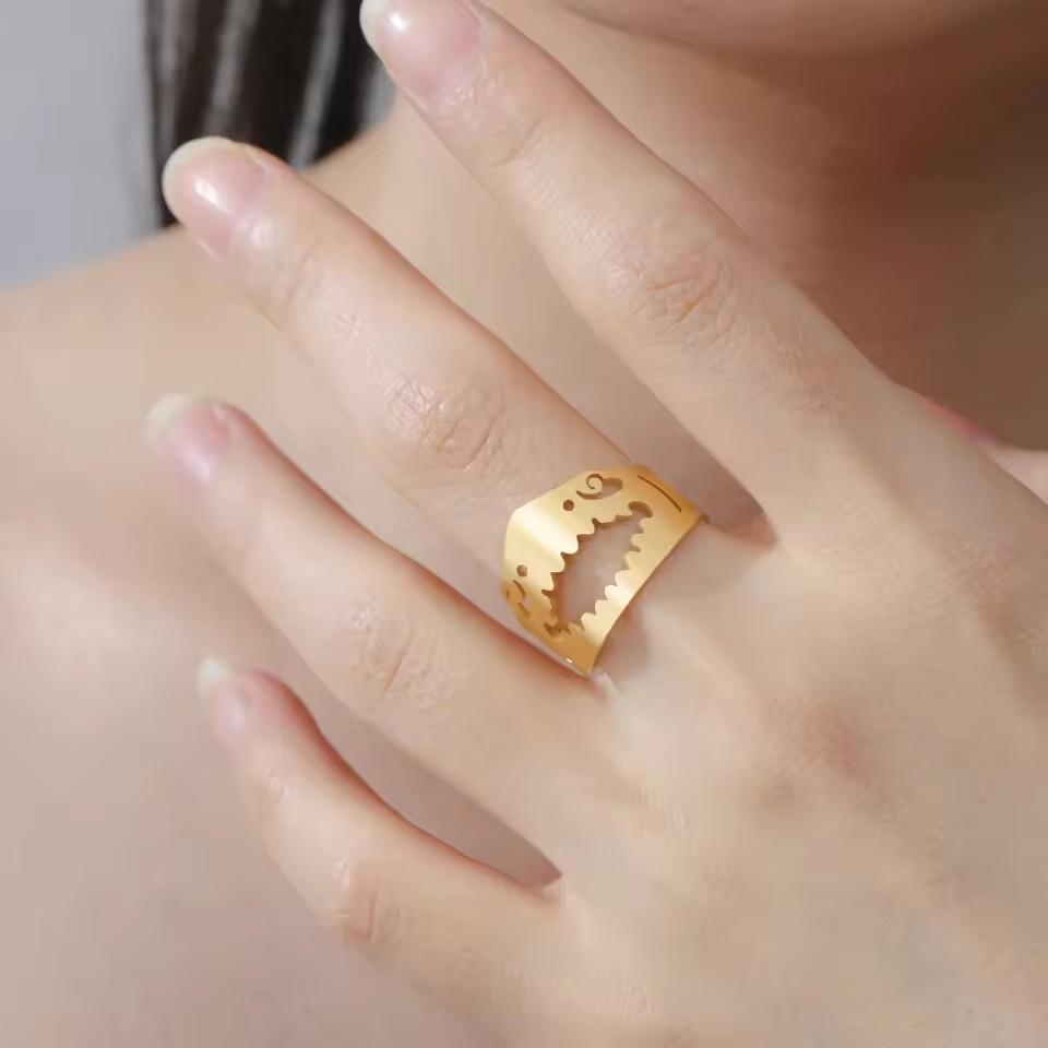Handsome Shark Ring Stainless Steel Adjustable Open Ring Animal Shark Ring Fashion Punk Ring Jewelry Gift