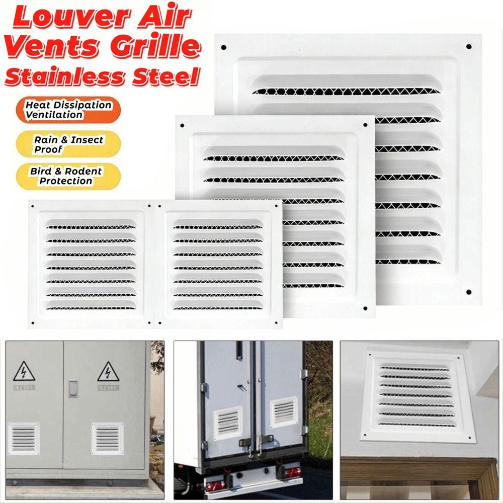 Stainless Steel Metal Vent Cover Built-in Insect Screen Square Grille Cover White Black Louver Air Vents Grille