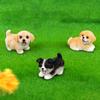 Tiny Dog Figurine Little Pet Resin Ornament Miniature Animal Figures for Micro Fairy Garden Landscape DIY Crafts Aquarium Plant Pot Decor