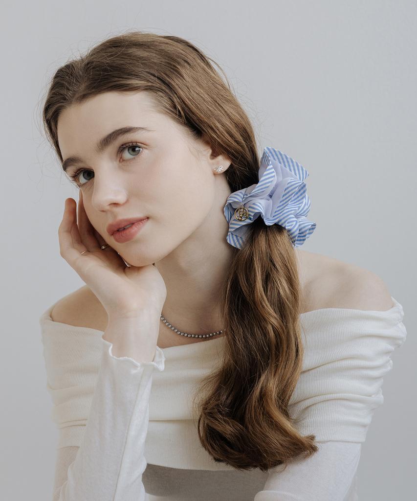 Has Hty028 Shirring Stripe Hair Scrunchie