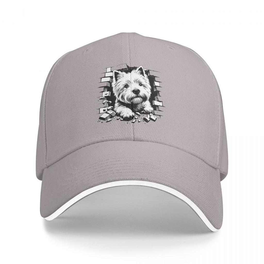 Peeking Dog West Highland White Terrier Baseball Caps Snapback Baseball Hats Breathable Casual Casquette Outdoor for Unisex