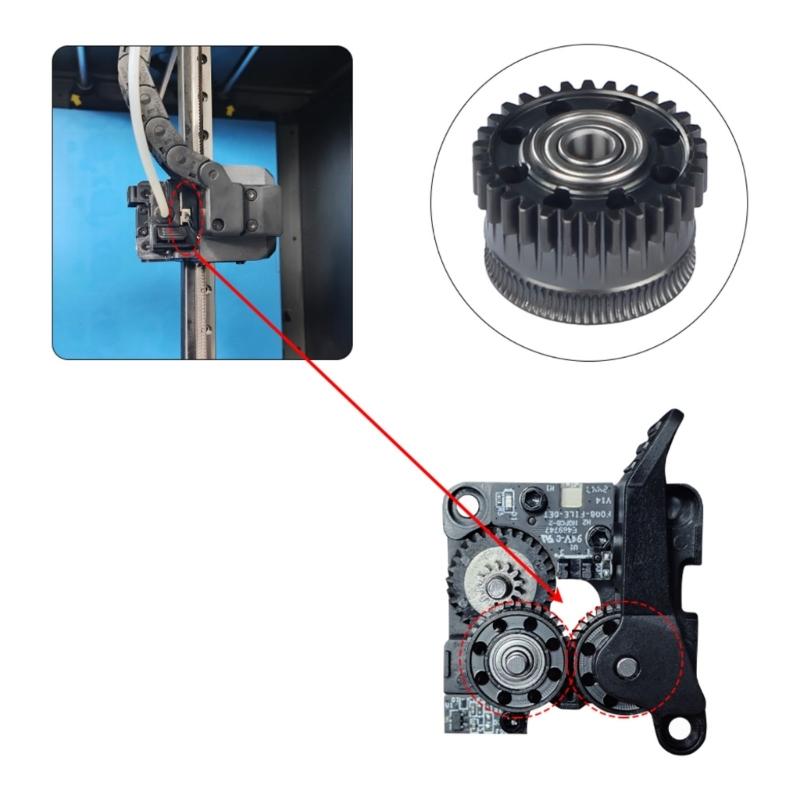All Metal Extruder Gear Improved Extrusion Efficiency For K2P Plus 3D Printer Smooth Operating and Durability