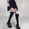 Black Streamer Half-length Stockings Women's Thin Summer Cute Medium Tube Calf Socks Lolita Bow Jk Long Socks