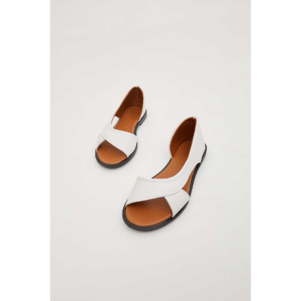 Black Open Front Women's Sandals Summer Shoes Ballerinas