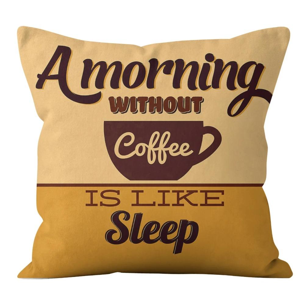 Brown Cushion Cover Coffee Alphabet Strap    Printed Pillow  Sofa Car Office