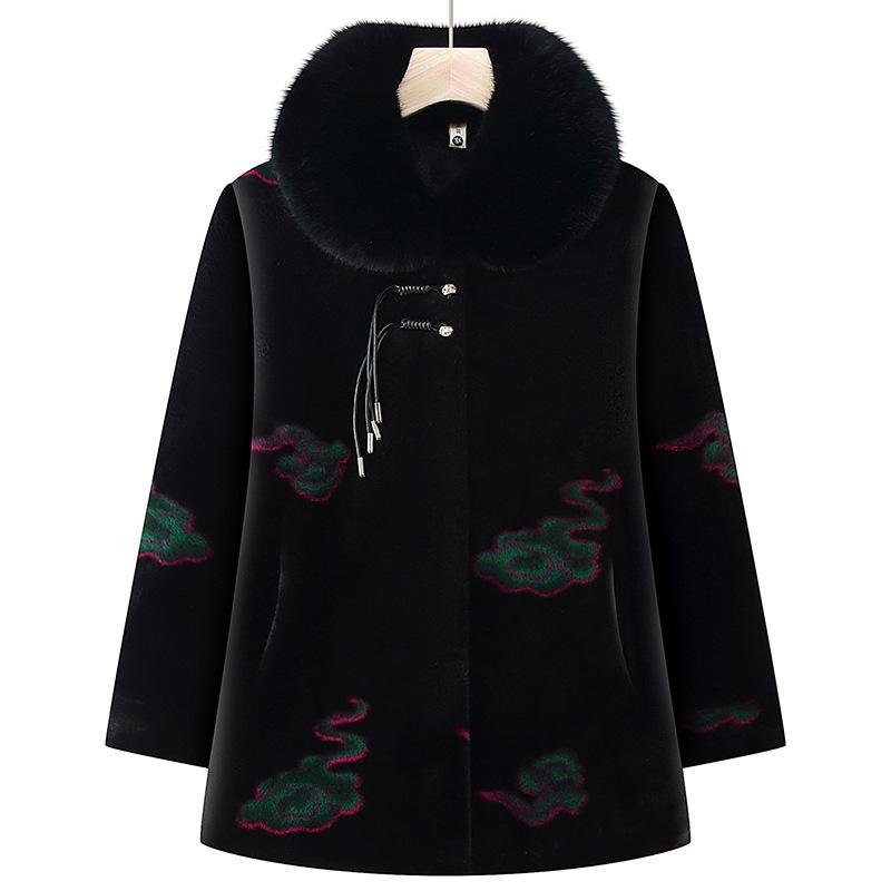 

Stylish Fleece-Lined Winter Jacket & Mink Coat for Elderly Women 2XL (105-120 jin) зелёный
