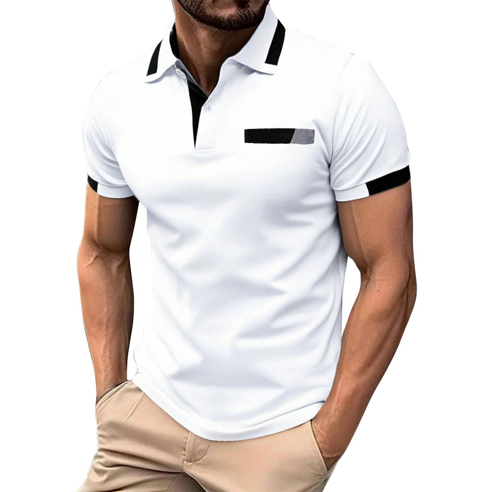 

Мужская однотонная рубашка с коротким рукавом и полосками на пуговицах, мужская повседневная модная рубашка XL белый