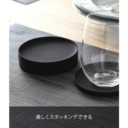 Yamazaki Tower Silicone 3D Coaster, Round, Black, Approx. W10 X D10 X H0.9cm, 2539