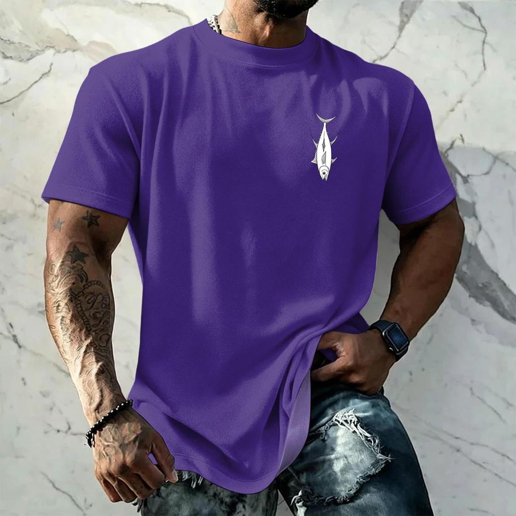 Men's Vintage Texture Printed Short Sleeve T Shirt Loose Fit Casual Summer Daily Wear Top Lightweight Breathable Fabric
