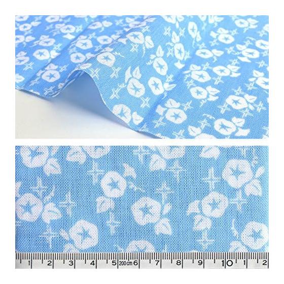 Nippon Chuko Small Tenugui Towel, Morning Glory, 33x90cm, MYM33224, Printed Fabric, 100% Cotton, Made in Japan, Light Blue