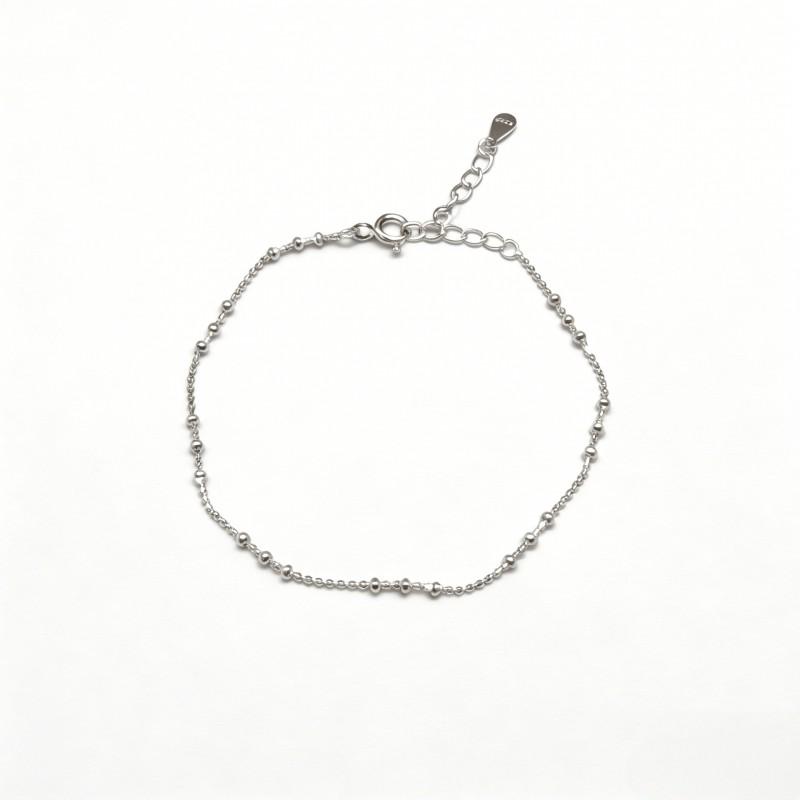 Sterling Beaded Minimalist Bracelet Women Stackable Geometric Design Elegant Everyday Jewelry