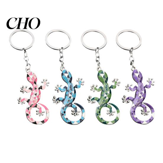 Schlüsselanhänger Anhänger Geometrisches Muster Imitation Gecko Design Zinklegierung Farbverlauf Strassstein Schlüsselkette Galvanisierter Halter Rucksack Auto Zubehör