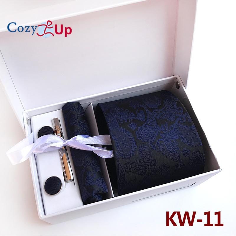 Cozy Up 6 Pieces Set Paisley Men's Tie Including Tie Square Scarf Cuff Tie Clip Gift Box
