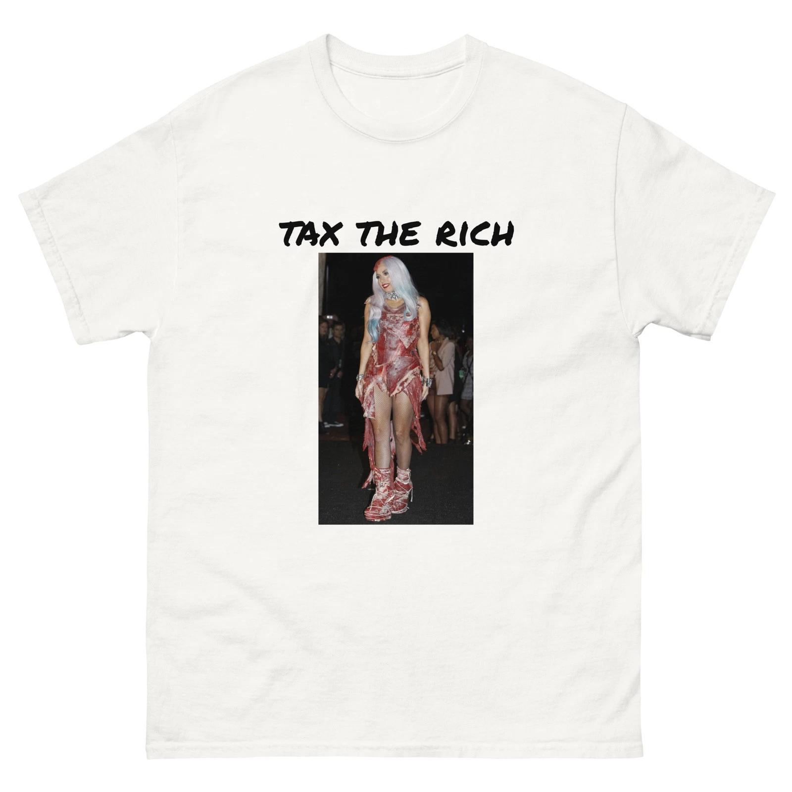 Tax The Rich Meat Is Murder Vegan Democrat Socialist white tee shirt t-shirt XL