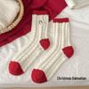 Women's Winter Coral Fleece Socks with Velvet Lining - Thick, Warm Red Christmas Socks with Embroidered Australian Wool for Benmingnian and Sleep.