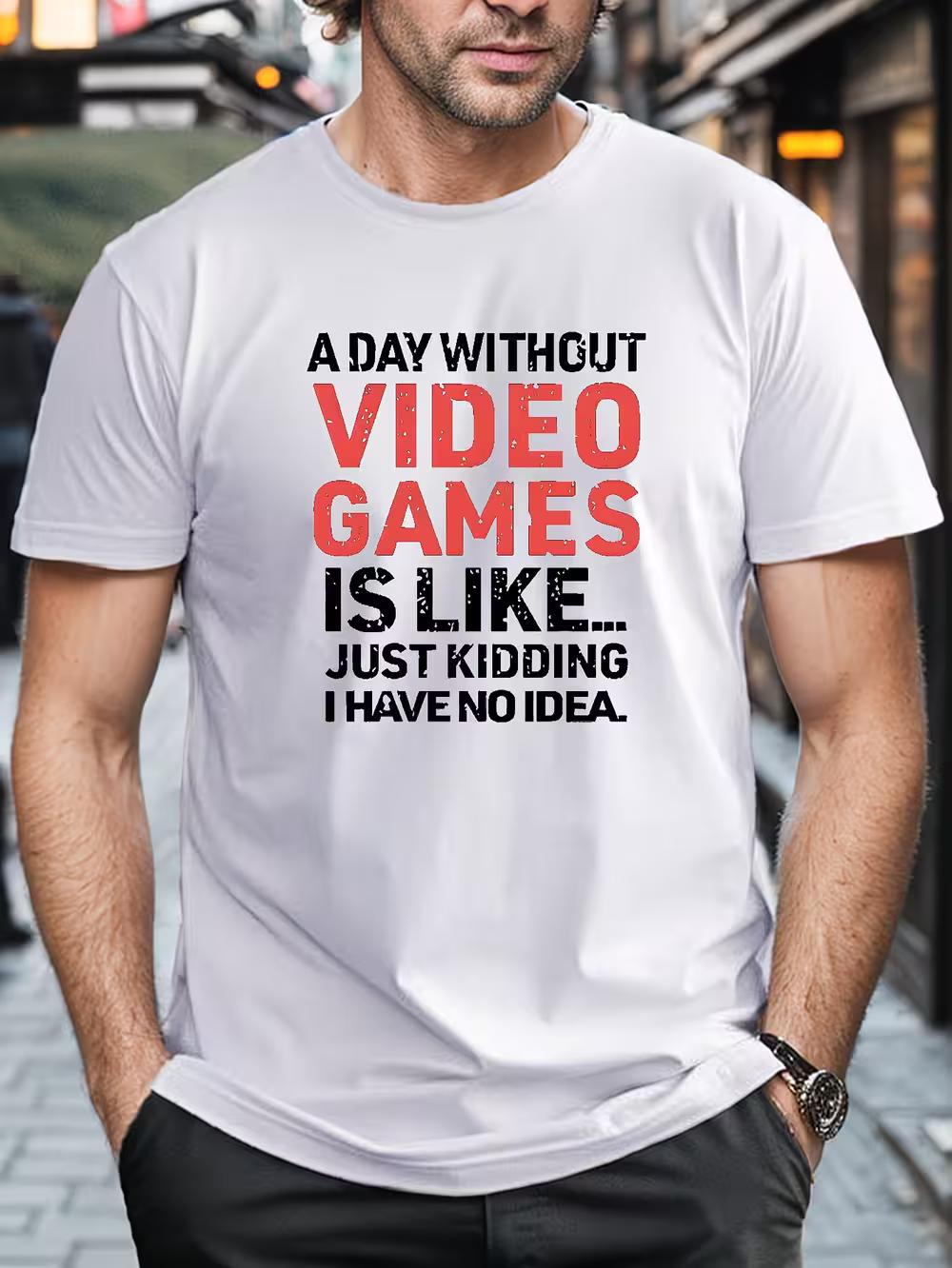 Men S Round Neck T-Shirt with a Video Game Print L