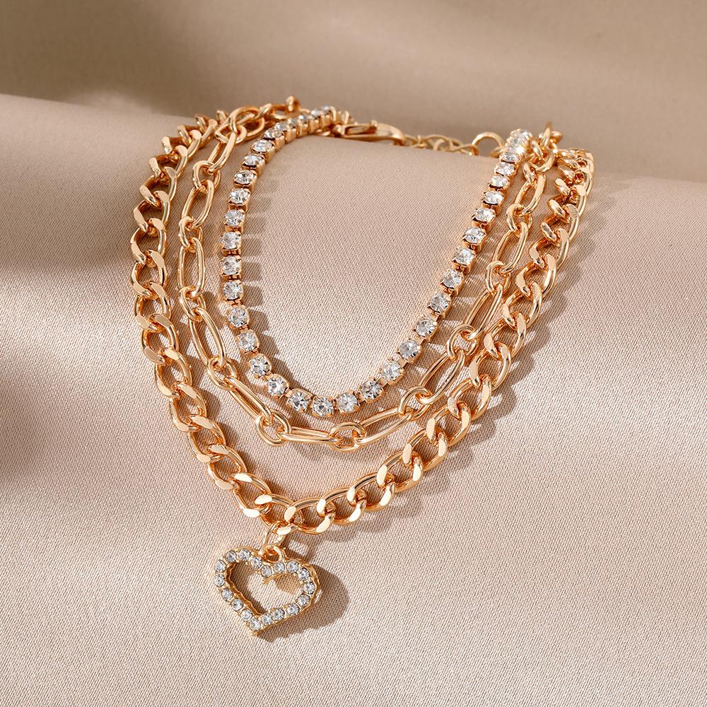 Accessories, Retro Imitation Pearl Chain Beaded Bracelet, Simple Alloy Love Rhinestone Versatile Bracelet