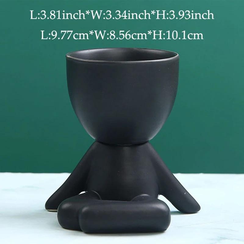 Decorative Succulent Planter Pot with Drainage Hole Handmade Ceramic Flower Pot Vase Statue Ornament for Indoor Outdoor