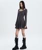 NOTKNOWING Button Strap Flared Dress (Charcoal)
