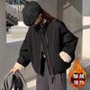 Womens Short Puffer Coat Fleece Lined Lamb Wool Winter Casual Loose Jacket Petite Ladies 2026