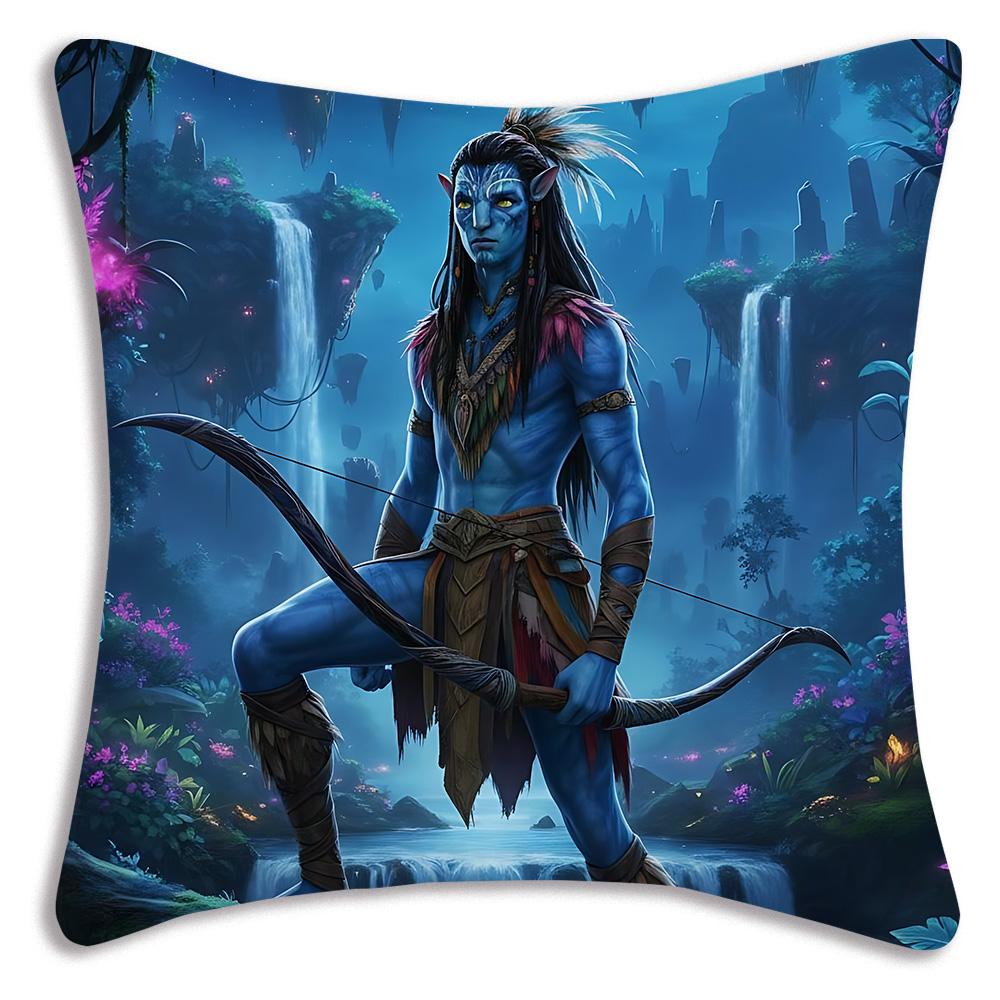 Movie Avatars W-Water Way Pillow Covers Cartoon Sofa Decorative Home Double-sided Printing Short Plush Cute Cushion Cover