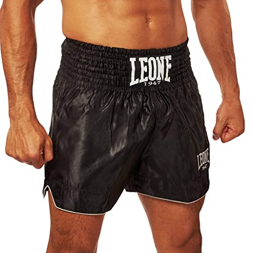 LEONE 1947 Kickboxing and Muay Thai Pants, Unisex [BASIC], Satin, Lightweight, Martial Arts Training, XXL Size/Black, AB766 [Authentic]