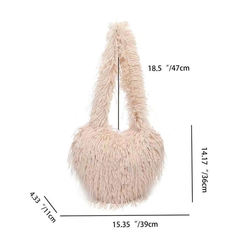 Mode Kunstfell Umhängetasche Herbst und Winter Persönlichkeit Herz Schultertasche Mädchen Damen Party Bankett Taschen Frau Neu