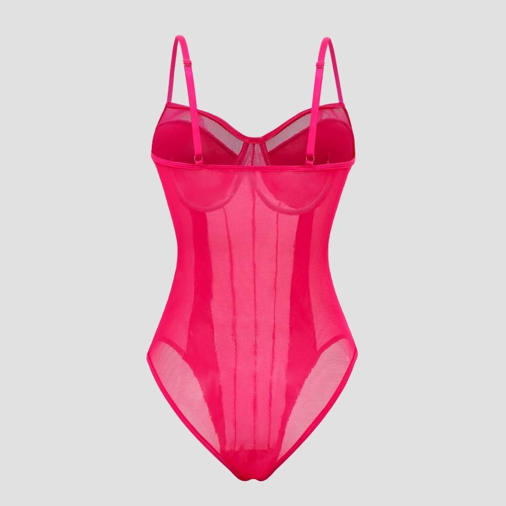 Transparent Camisole Jumpsuits Sleeveless Mesh Bodysuit Women Fashion Deep V Jumpsuits  Girl