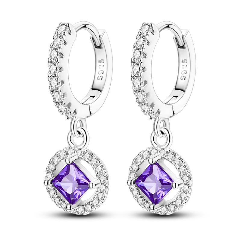 Orstarry 925 Silver Crystal Circular Eardrops Drop Earrings Women Earrings Charm Fashion Versatile Party Jewelry Gifts