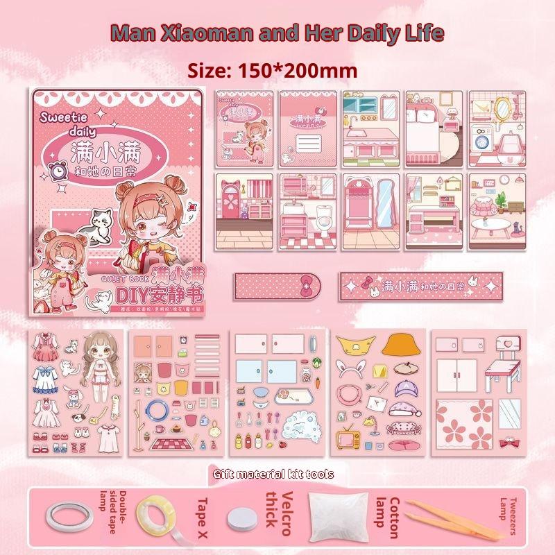 Cute Girl Sticker Quiet Book Reusable Dress Up Themed DIY Craft Activity Toy for Kids Toddlers Party Favor Home Play