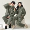 Hirsch Zeit Gepolsterter Schlafanzug Paar Dreilagig Verdickt Korallenfleece Kann Draußen Getragen Werden Damen Fleece Loungewear Anzug Herren Winter