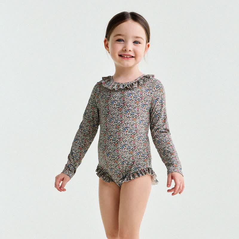 Yun er Ma Girls  UPF50+ Sun-Protective Quick-Dry One-Piece Swimsuit 130
