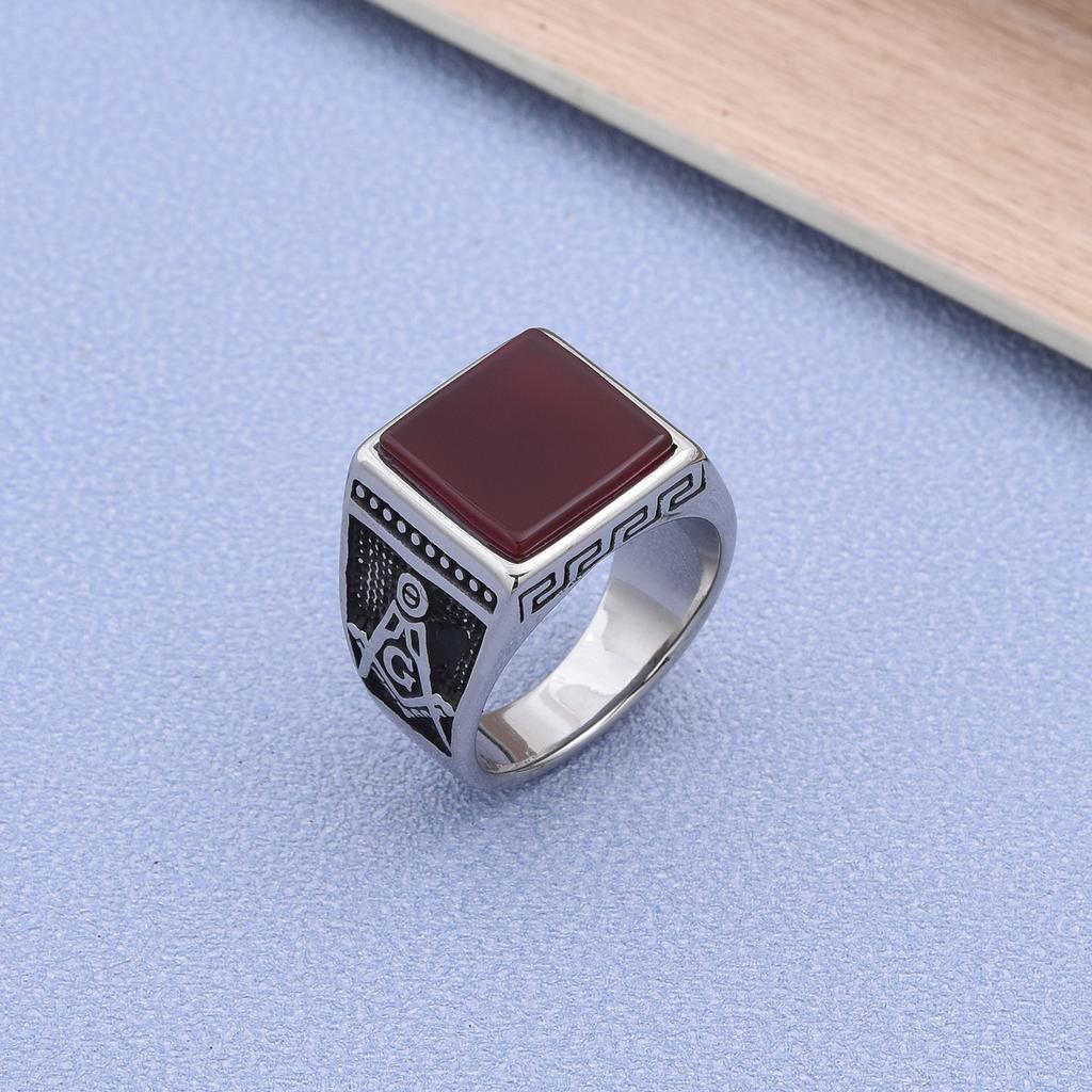 R3430 Freimaurerei Vergoldung Herren Hochwertig 316L Edelstahl Onyx Uhrenarmband Ringe Klassisch Trend Schmuckprodukt