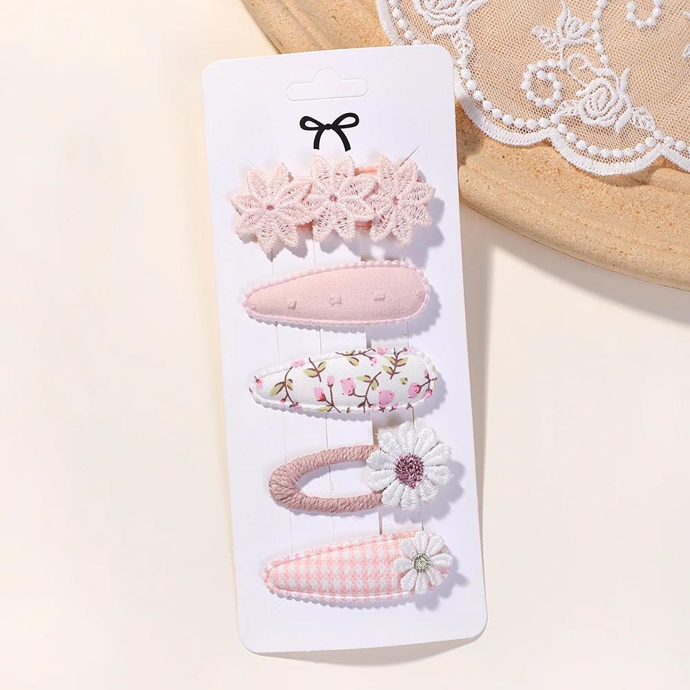 New 5Pcs BB Clips Set for Kids Hair Accessories Sweet Printe Hairbangs Hairclip Girls Barrette Ins Style Daisy Hairpin Ornaments