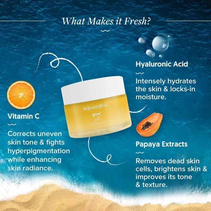 Aqualogica Glow Plus Jello Moisturiser Lightweight Hydration Gel For Daily Radiant Look Normal Dry Combination Skin 50 G Care