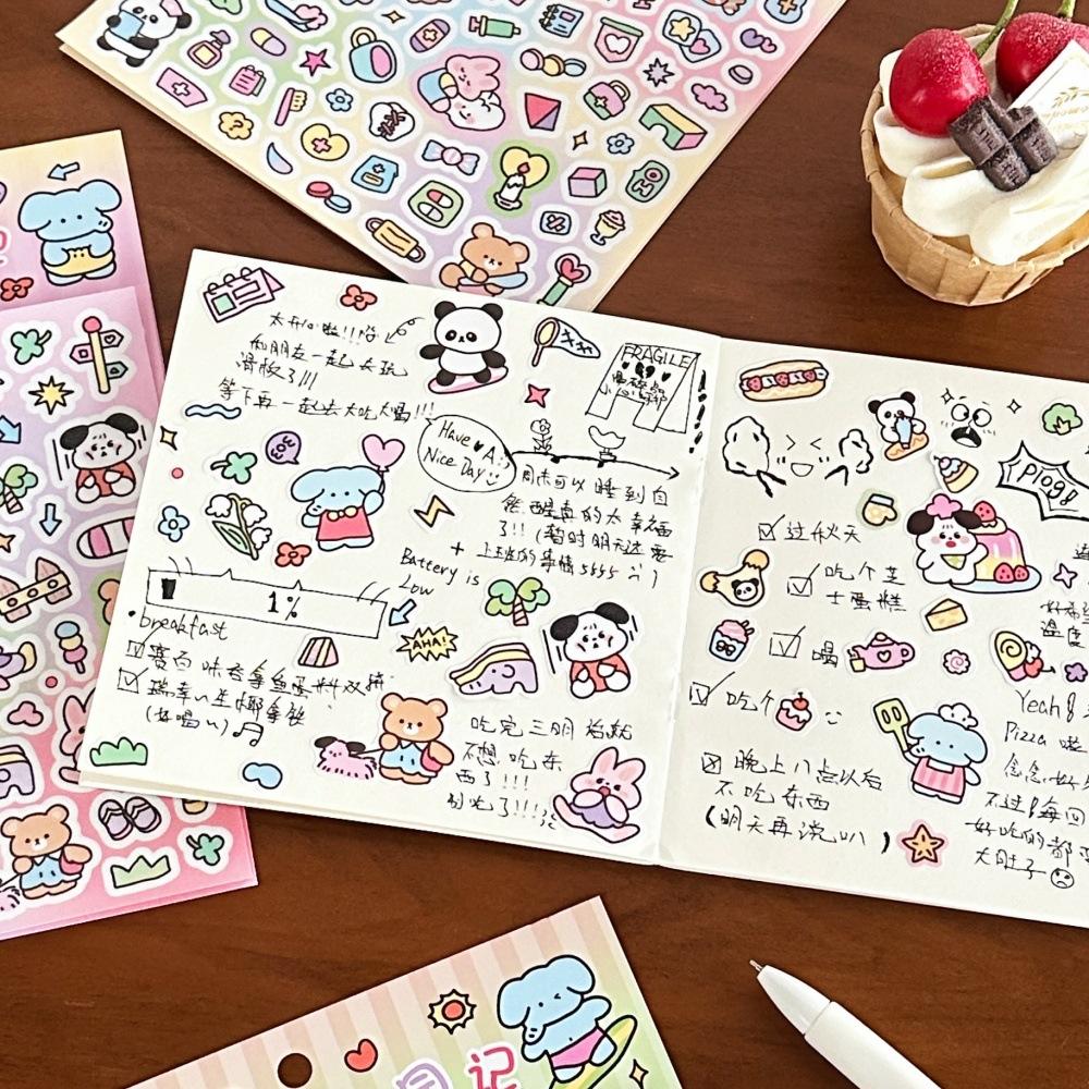 2 buc/set Kawaii DIY Goo Card Stickers Kit Drăguț Desen Animat Animal Suport Card Decorațiune Drăguț DIY Decorațiune Papetărie pentru Caiet